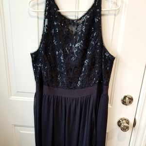 NAVY BLUE SEQUIN FLOWY DRESS